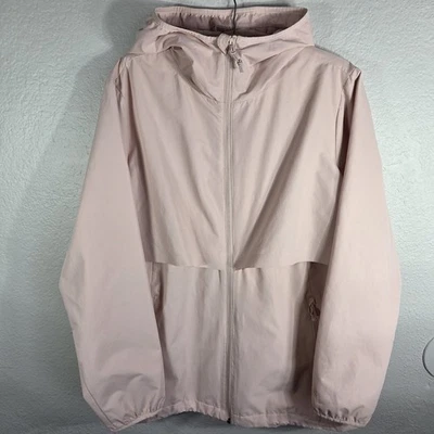 Champion XXL 浅粉色拉链雨衣风衣户外连帽夹克 — 第 1/4 张图片