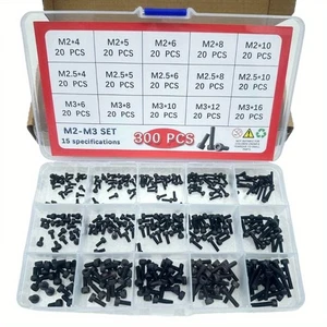 300PCS Black M2(4-10mm) Metric Screw Assortment Kit, Button Head Screws - Picture 1 of 4