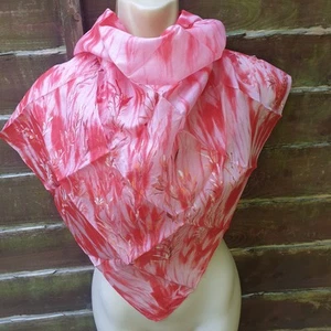 Vintage Damen 100% Tie Dyed Floral Rot Rosa Seidentuch - Bild 1 von 4