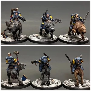 Warhammer 40K Space Wolves Thunderwolf Cavalry Squad Fully Painted Fast Attack - Picture 1 of 11
