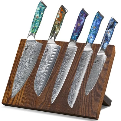 6Stk TURWHO Küche Messerblock Set Japan VG10 Damaskus Stahl Santoku Messer Set - Bild 1 von 4