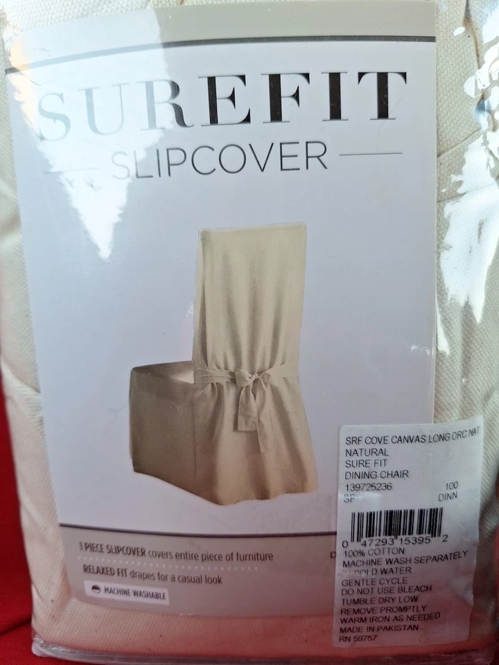 Cream Damask Dining Room Chair Cover Sure Fit Fits Up To 42" Inch Tall - Image 1 of 1