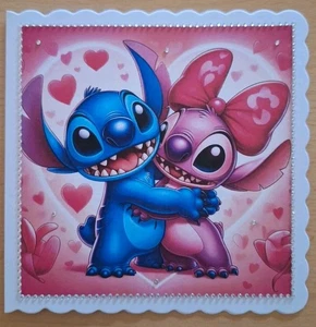 3D-Grusskarte °Stitch Ist Verliebt - Herz° Geburtstag - Edle Handarbeit - Bild 1 von 1