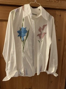 Robert Friedman Bluse Weiß Blumen Größe L - Bild 1 von 3