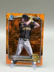 2025 Bowman Chrome Kai Roberts Prospect rifrattore zaffiro arancione /25 #BCP-182 - Foto 1 di 2
