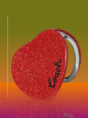NEW COACH Glitter Heart Compact Mirror Wine CF153 - Image 1 of 2