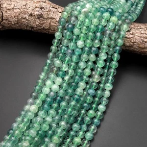 Natural Green Fluorite Gemstone 4 MM Round Smooth Beads Strand 15.5"For Jewelry - Picture 1 of 4