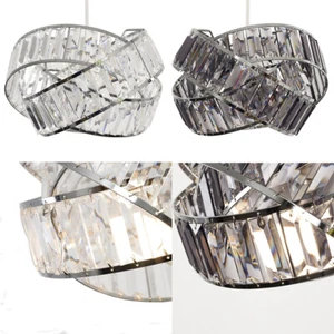 Easy Fit Ceiling Light Shade Acrylic Jewel Intertwined Ring Pendant Lampshade - Picture 1 of 22