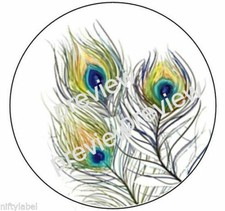 PEACOCK FEATHER WEDDING DESIGN #1- HERSHEY KISS STICKER LABELS - OPTIONAL SIZES