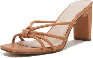 Womens Strappy Heeled Sandals Cross Straps Block Heel Sz-9 Shoes - Picture 1 of 6