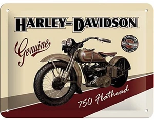 Insegna Harley Davidson 750 testa piatta in metallo goffrato 15 cm x 20 cm - Foto 1 di 1