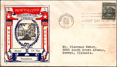 Scott 809 4.5 Cents White House Warneford FDC Addressed Planty 809-29 - Image 1 of 2