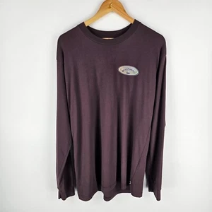 Billabong T Shirt Mens Size L Brown Long Sleeve Cotton Logo Print Crew Neck Tee - Picture 1 of 10