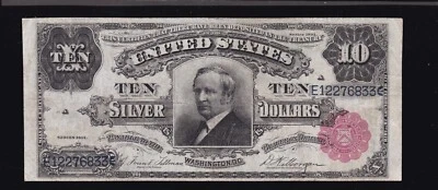 US 1891 $10 Tombstone Silver Certificate  FR 299 VF (833) - Image 1 of 2