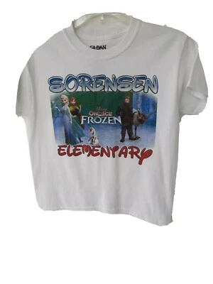 Gildan Disney Frozen Juniors Tshirt Size M  White Teens  Women Cotton  - Image 1 of 4