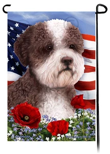 Bandera Jardín Flores Patrióticas - Marrón y Blanco Lagotto Romagnolo - Imagen 1 de 1