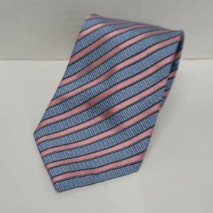 HENRY JACOBSON BLAU ROSA GESTREIFTE SEIDE HERRENKRAWATTE KRAWATTE 56" 4" - Bild 1 von 4