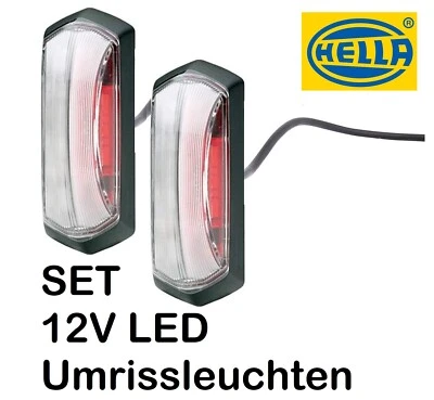 2x Hella LED Umrissleuchte rot/weiss Seitenmarkierungsleuchte Spurhalteleuchte - Bild 1 von 4