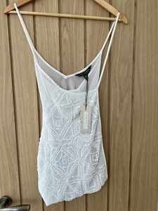 Lipsy London Loves Michelle Keegan Mini Dress White Beads New With Tags - Picture 1 of 7