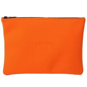 HERMES Pouch Makeup Pouch Neobain GM Nylon H103313M 03 Orange - Picture 1 of 8