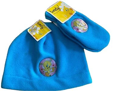 Conjunto de sombrero y mitones de invierno Tweety Bird azul (talla: talla para niño pequeño) Foto 1 de 2
