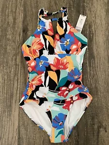 Anne Cole Womens Swim Colorful Size 6 Hi-Neck Printed One-Piece - Picture 1 of 2