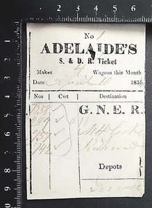 ADELAIDE'S S. & D.R. GNER 10 APRIL 1856 or 1854 STOCKTON & DARLINGTON RAILWAY - Picture 1 of 1
