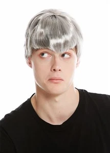 Perücke Herren Damen Karneval Fasching Halloween Kurz Grau Pony 91087-ZA68R - Bild 1 von 5