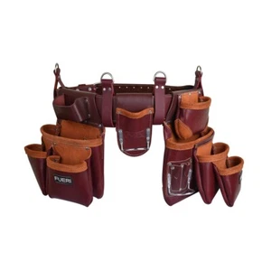Leather Tool Pouch Heavy Duty Leather Tool Belt Set Carpenters Plumbers Tool Bag - Picture 1 of 6