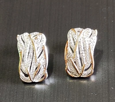 Gold & Platinum Over Sterling Silver Earrings - Image 1 of 4