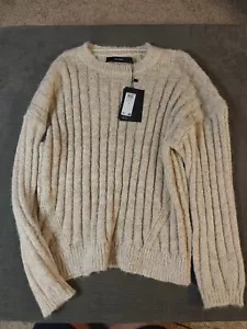Vero Moda Sweater Woven with Lurex Thread, Soft Fit - Birch/Gold - Size XL NWT - Picture 1 of 8