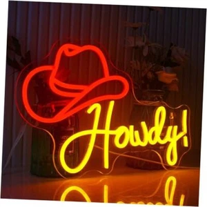 Hat Neon Sign Howdy, LED Cowboy Hat Light for Wall Cowgirl Colorful-C-HatHowdy - Picture 1 of 8