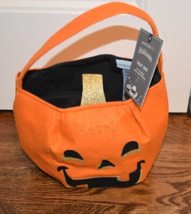 Pottery Barn Kinder Kürbis Glitzer Leckerli Tasche Halloween NEU Neu mit Etikett Name entfernt - Bild 1 von 3