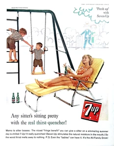 Soda 1967 Print Ad 7-Up Sitting Pretty with the Real Thirst Quencher 10"X13.5" - Picture 1 of 3
