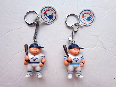VINTAGE MLB TORONTO BLUE JAYS  LiL Sports Brat Key Chains  2 Pc. Lot Cover