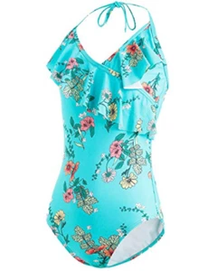 AS ROSE RICH Girls Swimsuit - One Piece Bathing 8, Multicolored Flowers  - Picture 1 of 6