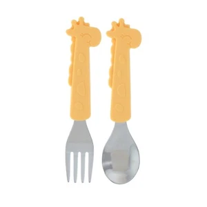 Nuby Animal Friends Silicone & Stainless Steel Utensils -Playful & Fun - Picture 1 of 11