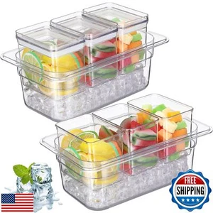 Reallnaive 2 Pack Ice Chilled Condiment Caddy 6 Compartment Condiment Server - Picture 1 of 5