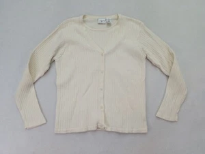 Villager Women's Sweater Size M Ivory Ribbed 2-For Twinset 90s Y2K - Picture 1 of 17