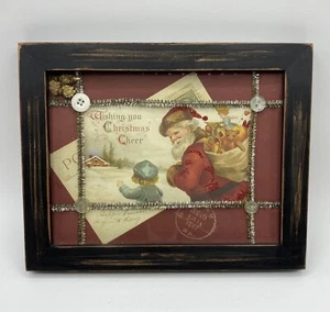 Annie Schickel Weihnachtsmann alte Welt Weihnachten Wunsch Jubel Postkarte gerahmte Kunst - Bild 1 von 7