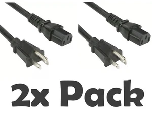 PC 3-Prong Mickey Mouse AC Power Cord for Laptop, PC, Printers OEM Power Cable - Photo 1/6
