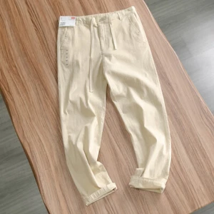 Japanese Summer Breathable Cotton Linen Elastic Slim Fit Men's Casual New Pants - Picture 1 of 26