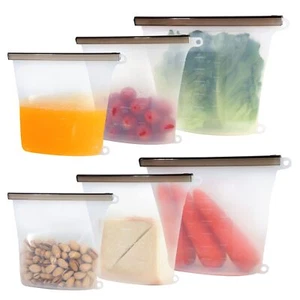 Reusable Food Storage Bags, 6 Pack Silicone Food Storage Bags,Leakproof Silic... - Picture 1 of 7