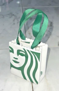 STARBUCKS Mermaid Ceramic Tote Bag Gift Card Holder Christmas Ornament Mint - Picture 1 of 3