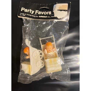 Amscan Party Favors Sealed Baby Shower Stroller Pram Twins Cake Toppers Vtg - Picture 1 of 7