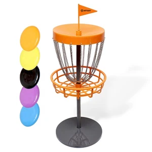 Get Out! Portable Disc Golf Basket with 5 Flying Discs - 30in Mini Disc Golf Net - Picture 1 of 7