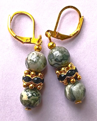 Pendiente Gota Cristal Negro Picasso Negro GP LEVERBACK Hecho a Mano XGET Foto 1 de 4