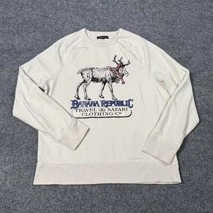 Banana Republic Sweater Mens Large Reindeer Holiday Crewneck Travel Safari Pullo - Picture 1 of 11