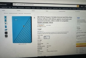 WD 4TB My Passport Ultra Blue Portable External Hard Drive Data Backup Software - Afbeelding 1 van 4