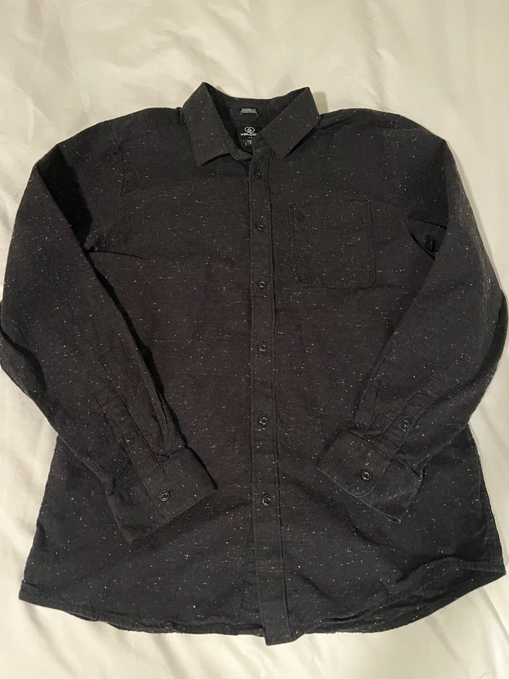 Volcom Date Night Men's Black Long Sleeve Woven Shirt, Mens Large - Image 1 of 4